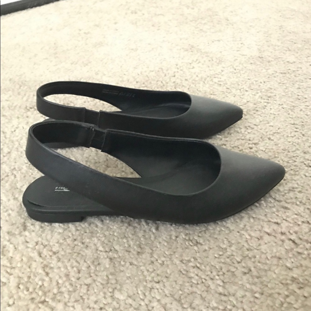 Black Pointed Toed Flats with Open Heel